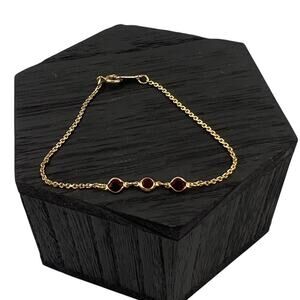 Vintage Avon Birthstone Bracelet July Faux Ruby Stone Gold Tone Lobster Clasp